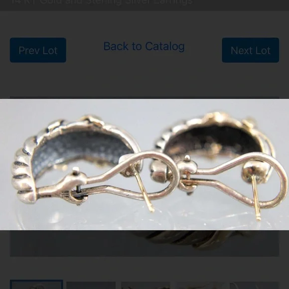 James Avery 14 KT Gold and Sterling Silver Earrings - Picture 3 of 7